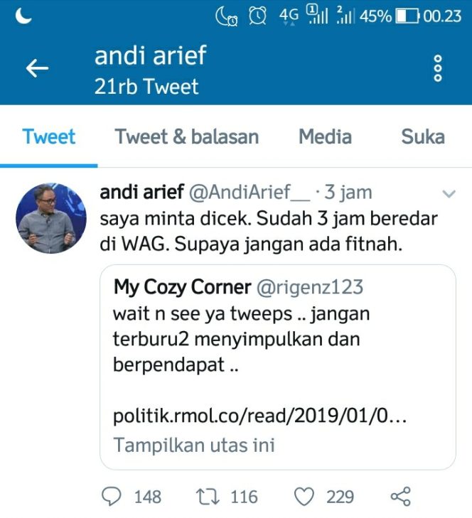 
					Cuitan Andi Arief soal surat suara, dibantah KPU