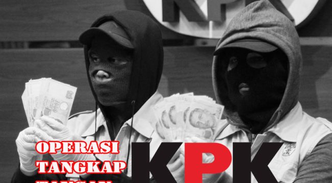 ilustrasi : petugas KPK menunjukan hasil OTTberupa mata uang asing