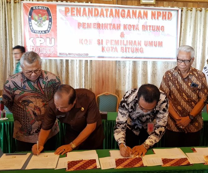 
					Pertama Dan Tercepat Di Indonesia, Pemkot Bitung Lakukan Penandatangan NPHD Pilkada Kabupaten/Kota 2020.