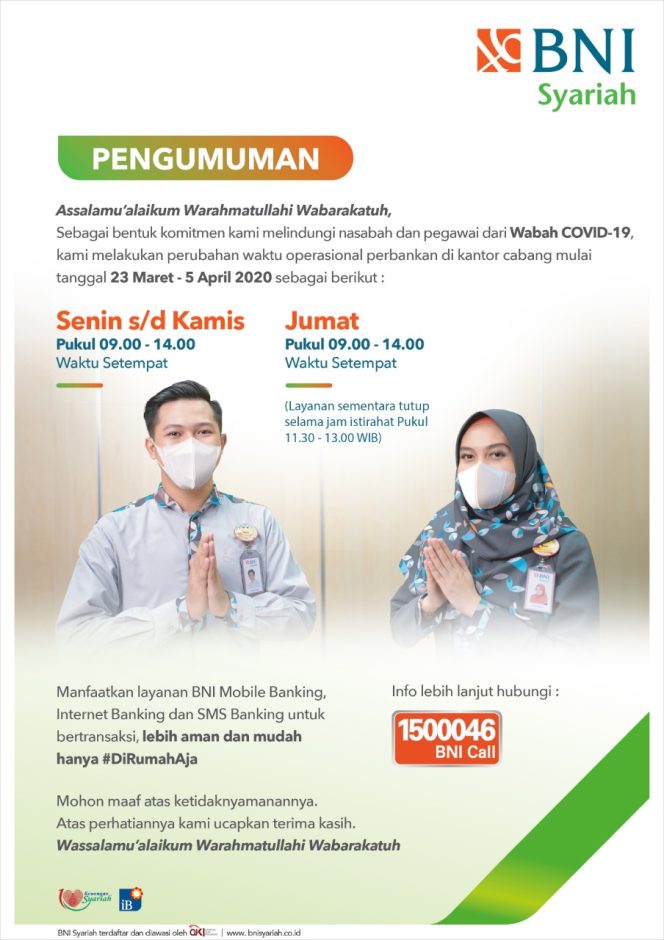 
					BNI Syariah Peduli Terhadap Meluasnya Penyebaran Virus Corona
