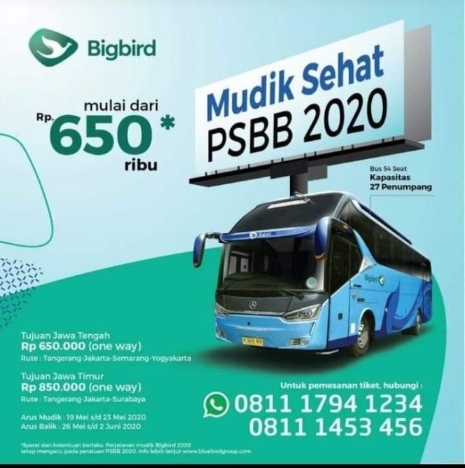 
					Blue Bird Klarifikasi Soal Brosur Layanan Mudik Ditengah Pandemi Covid-19