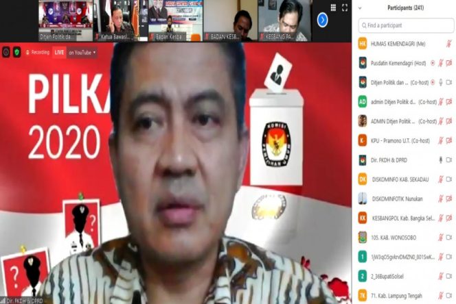 
					Kemendagri Dorong Kesiapan Pemda dalam Pelaksanaan Tahapan Pilkada dengan Penerapan Protokol Kesehatan Covid-19