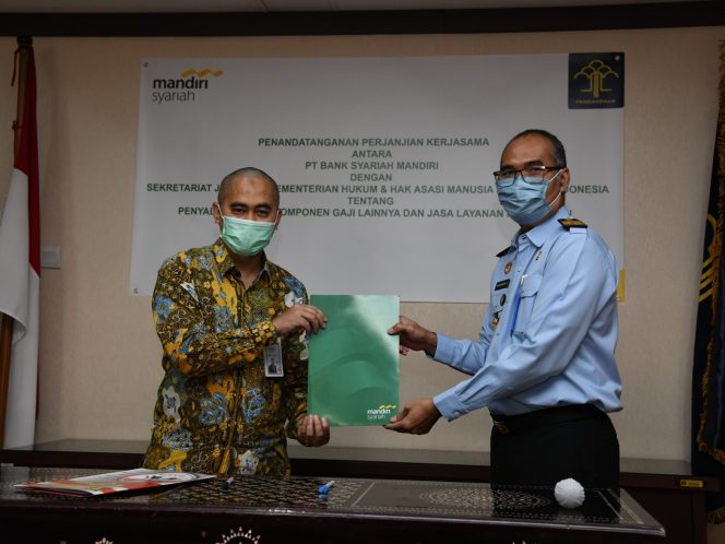 
					Sekretariat Jenderal Kemenkumham dan Bank Syariah Mandiri Jalin Kerjasama Pembayaran Gaji Pegawai