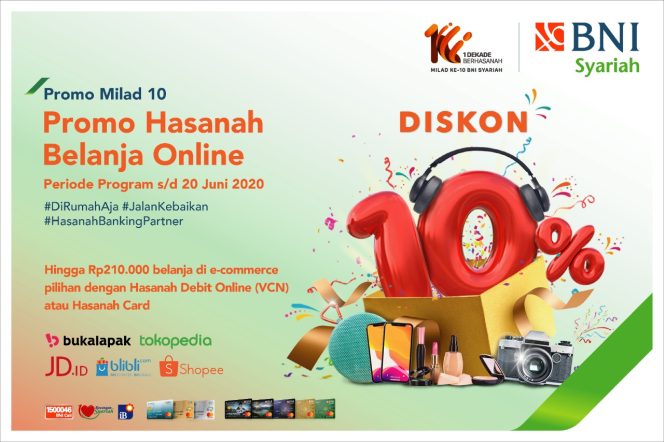 
					Memperingati 1 Dekade Berhasanah, BNI Syariah Berikan Promo Menarik untuk Nasabah
