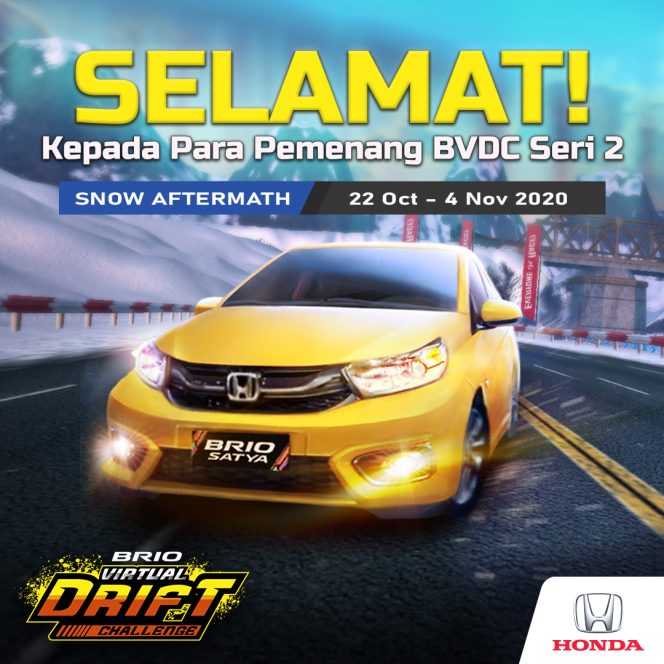 
					Trek Lebih Panjang dan Menantang, Seri Kedua Brio Virtual Drift Challange Munculkan Juara Baru
