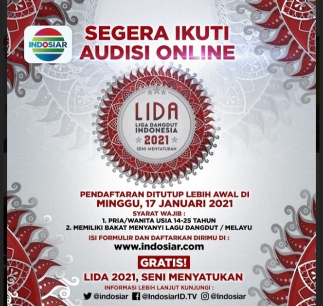 
					Pendaftaran Audisi LIDA 2021 Telah Dibuka di NTB Secara Online