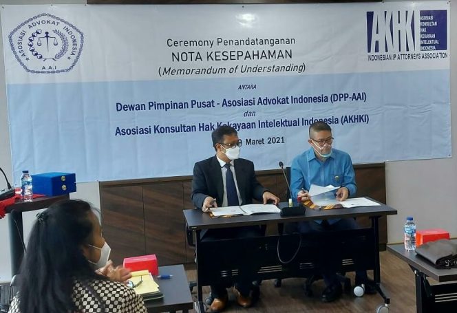 
					AKHKI dan AAI Kerjasama Pelatihan Kekayaan Intelektual kepada Advokat