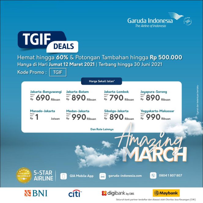 
					Jelang Akhir Pekan, Garuda Indonesia Gelar Promo Khusus, Diskon Tiket Hingga 60 Persen
