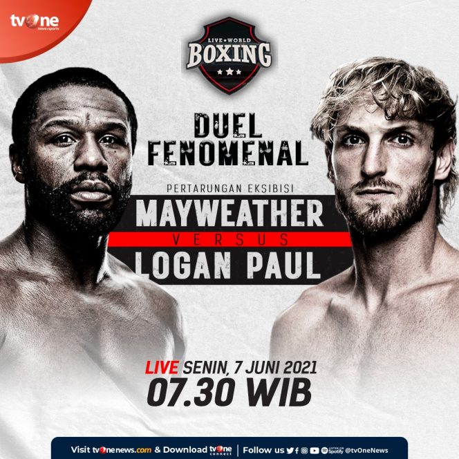 
					Live tvOne : Pertarungan Tinju Dunia Floyd Mayweather Versus  Paul