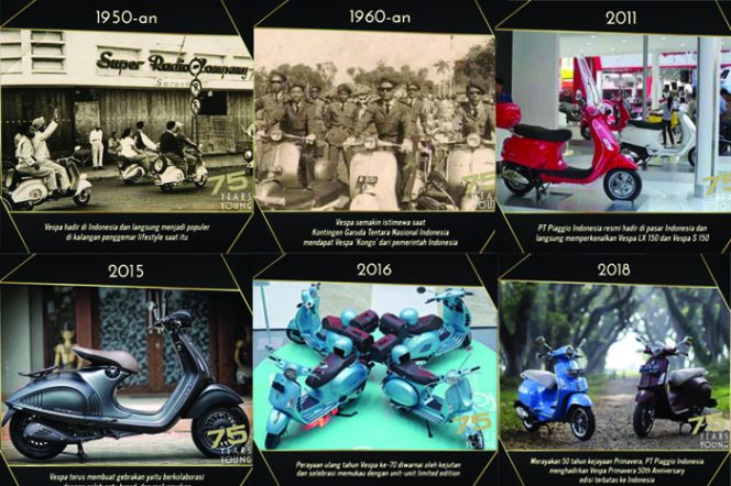 
					Kesuksesan Vespa selama hampir delapan dekade dan juga sebagai bagian dari cerita-cerita tak terlupakan yang lekat dengan pecinta Vespa di Indonesia.