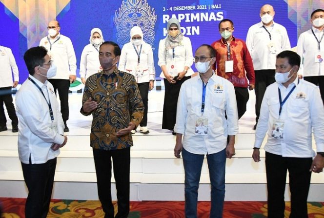 
					Presiden Jokowi 
 menghadiri acara pembukaan Rapimnas Kadin Indonesia di BNDCC Nusa Dua Bali, Jumat 3 Desember 2021 (Photo Dok Humas Kadin Indonesia)