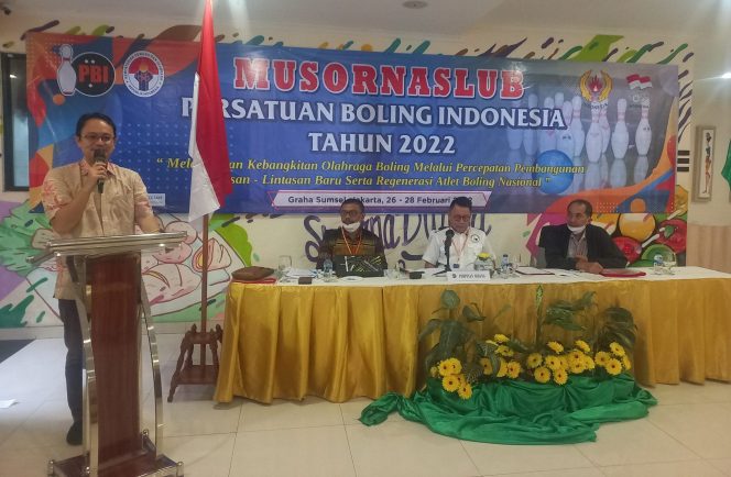 
					Jerry Sambuaga terpilih secara aklamasi sebagai Ketua Umum periode 2022 -2026 dalam Musornaslub Persatuan Boling Indonesia (PBI) di Jakarta, 27 Februari 2022 (Foto : INAnews)