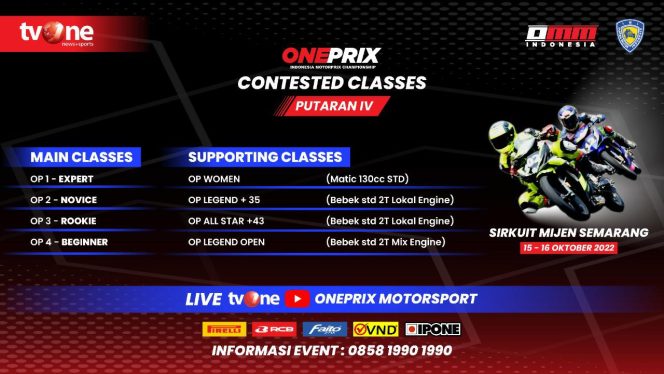 
					Oneprix Indonesia Motorprix Championship 2022 Putaran 4 Akan Digelar di Sirkuit Mijen Semarang