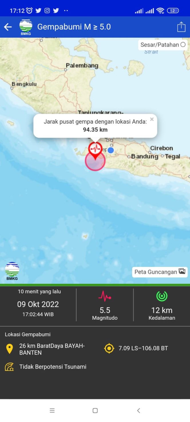 
					Gempa 5,5 Magnitudo di Banten Terasa Hingga Jakarta