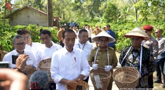 
					Foto: Presiden Jokowi, ketika usai meninjau panen kopi di Lampung Barat, Lampung, Jumat, 12 Juli 2024/tangkapan layar