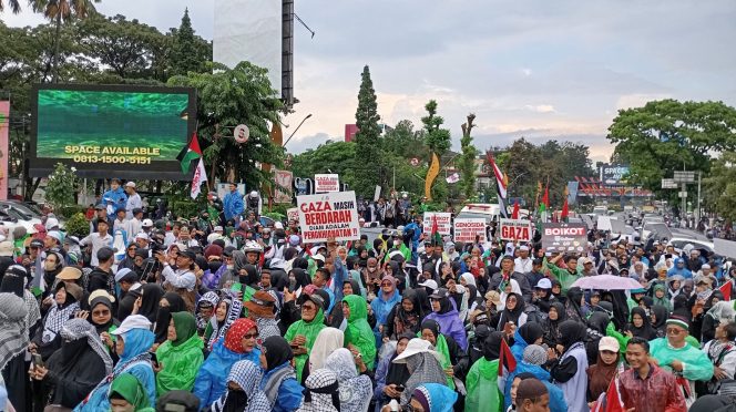 
					Foto: massa aksi bela Palestina di Tugu Kujang, Bogor, Jumat (16/5/2025), dok. ist