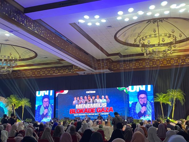 
					Foto: Eva Monalisa di acara “Konvoi Damai Menembus Blokade Gaza”, di Balai Kartini, Jakarta, Sabtu (28/6/2025)