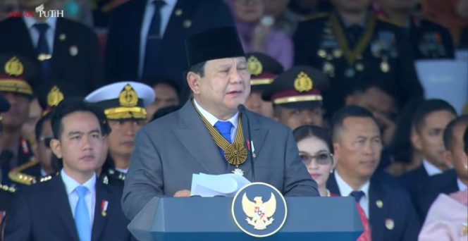 
					Foto: Presiden Republik Indonesia, Prabowo Subianto di Hari Bhayangkara ke-79/tangkapan layar