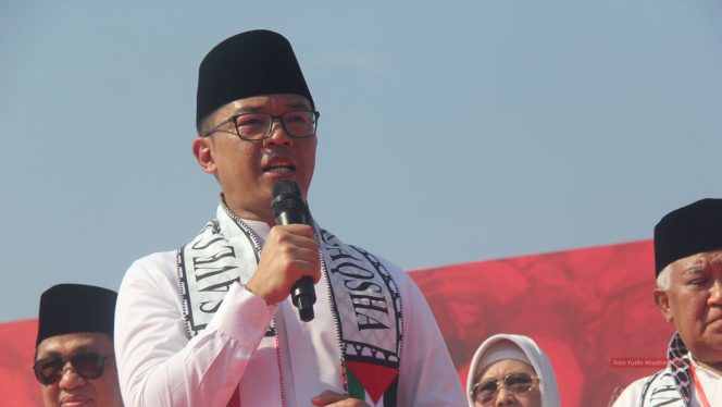 
					Foto: Menlu Sugiono di Aksi Bela Palestina bertajuk 