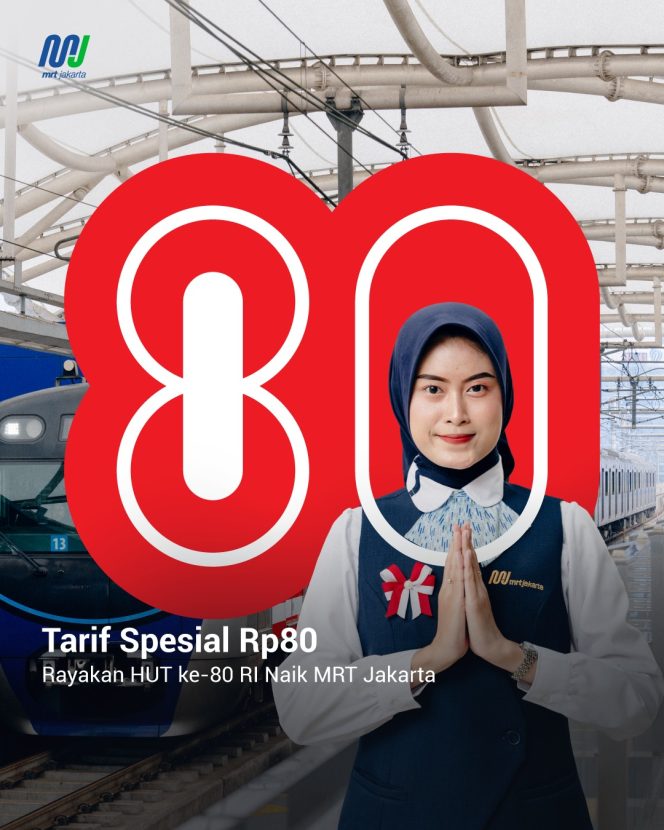 
					Catat, Naik Transjakarta, MRT Jakarta, dan LRT Jakarta Rp 80 di HUT RI