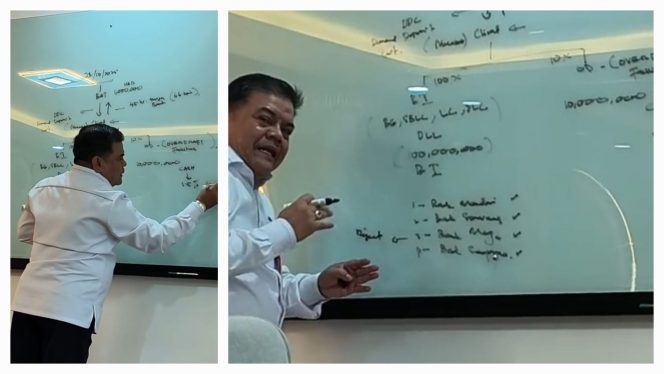 
					Bos PT BAT Instrumen Bank Internasional,  Datok Sulaiman saat memberikan persentasi kepada klien nasabah platinum ( foto : dok )