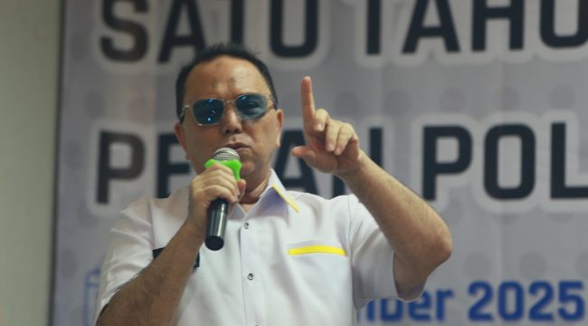 Haidar Alwi pada saat bicara di acara Diskusi Publik Nasional dengan tema Satu Tahun MBG dan Peran Polri di SPPG yang dilaksanakan INANEWS pada Senin 15 Desember 2025 di Jakarta ( foto : INAnews)