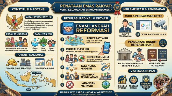 
					Haidar Alwi: Penataan Emas Rakyat Adalah Kunci Kedaulatan Ekonomi dan Amanat Konstitusi